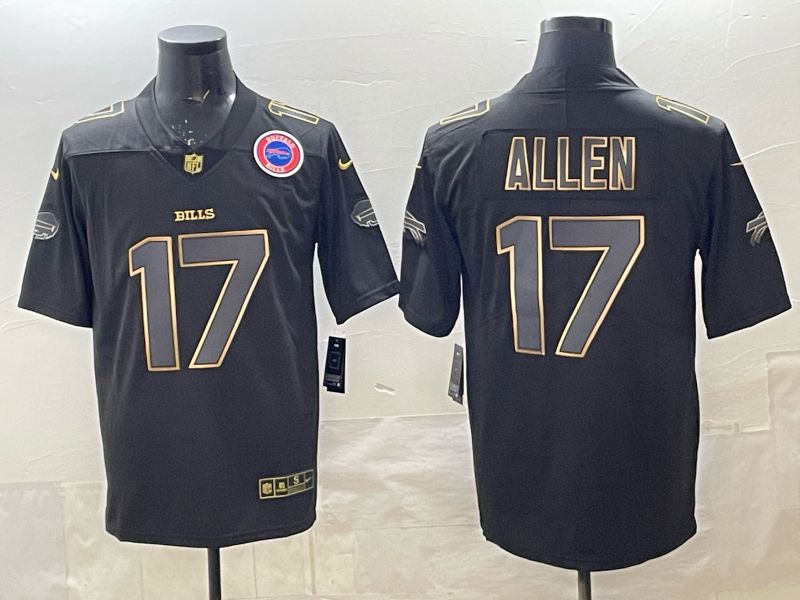 Men 2025 Buffalo Bills #17 Allen black gold  Nike Limited NFL Jersey 05